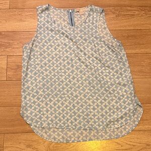 MICHAEL Michael Kors Blue and Cream Geometric Tank Top